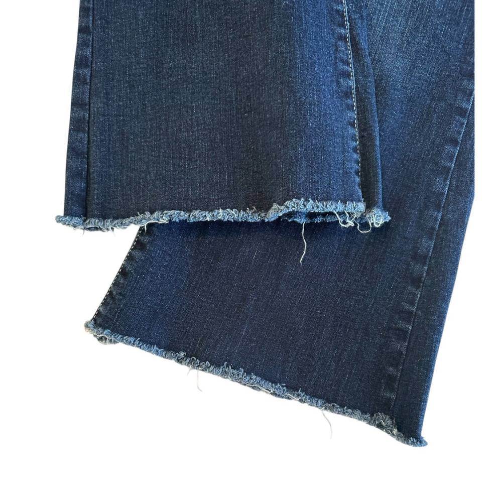 Lucky Brand High Rise Flare Stevie Denim Jeans Womens Size 14 / 32 Blue Raw Hem - Picture 14 of 16